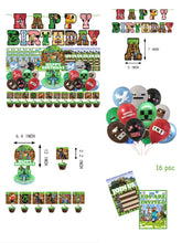 Load image into Gallery viewer, 33 Mine•craft theme birthday  party decoration