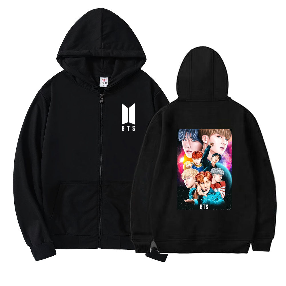 BTS hoodies fashion clothes with zip – FansZonezone2020