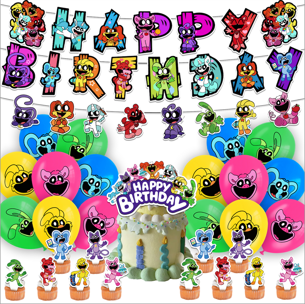 85 Smiling•Critters theme birthday party decoration