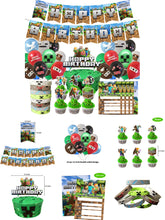 Load image into Gallery viewer, 33 Mine•craft theme birthday  party decoration
