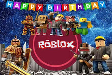 Load image into Gallery viewer, 13 Ro•blox Birthday party decorations background wall backdrops 3D printing tapestry post accessory
