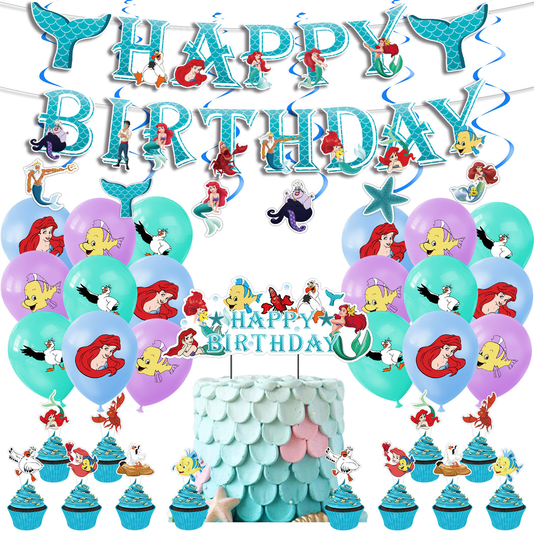 73 Mermaid theme birthday  party decoration