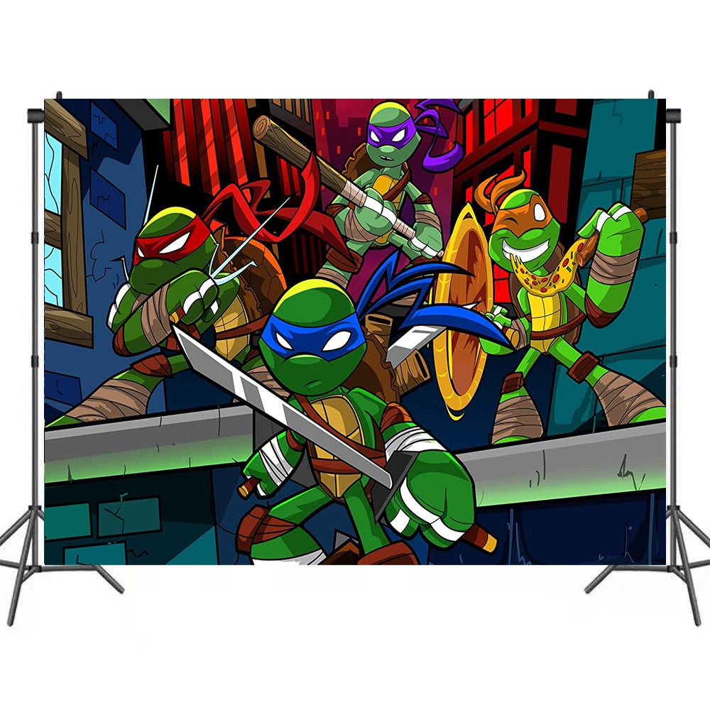 63 Ninja•Turtles Birthday party decoration background wall backdrops 3D printing tapestry post accessory