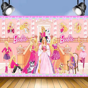 37 Bar•Bie Birthday party decoration background wall backdrops 3D printing tapestry post accessory