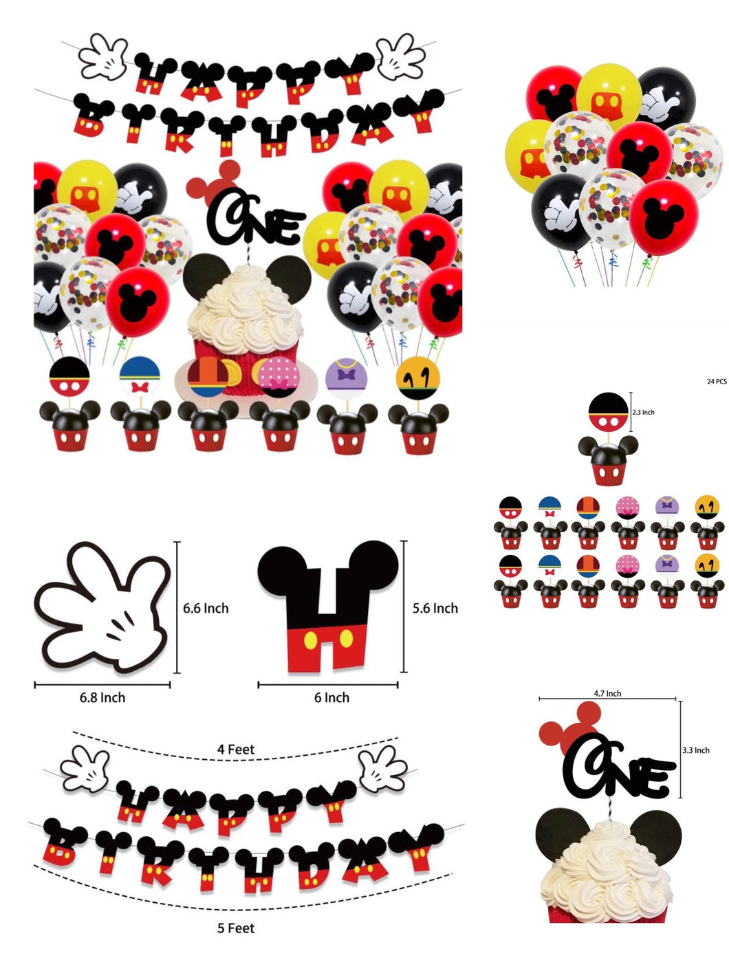 26 M•Mouse theme birthday  party decorations