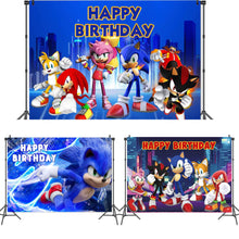 Load image into Gallery viewer, 06 So•nic Birthday party decoration background wall backdrops 3D printing tapestry post accessory

