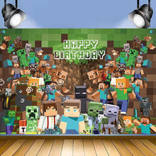 Load image into Gallery viewer, 33 Mine•craft Birthday party decoration background wall backdrops 3D printing tapestry post accessory
