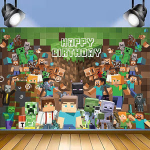 33 Mine•craft Birthday party decoration background wall backdrops 3D printing tapestry post accessory