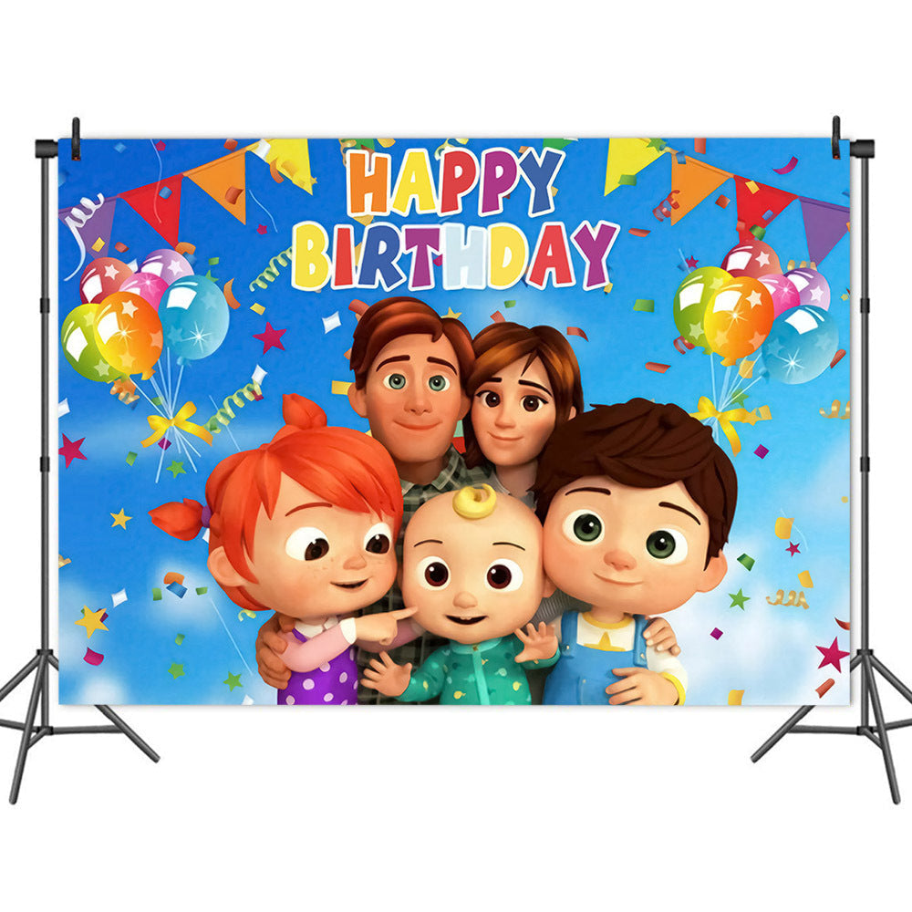 27 Coco•melon Birthday party decoration background wall backdrops 3D printing tapestry post accessory