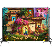 Load image into Gallery viewer, 60 En•canto Birthday party decoration background wall backdrops 3D printing tapestry post accessory
