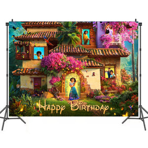 60 En•canto Birthday party decoration background wall backdrops 3D printing tapestry post accessory
