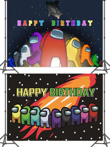 07 Among•us Game Birthday party decorations background wall backdrops 3D printing tapestry post accessory