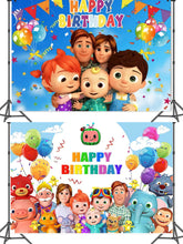 Load image into Gallery viewer, 27 Coco•melon Birthday party decoration background wall backdrops 3D printing tapestry post accessory
