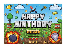 Load image into Gallery viewer, 33 Mine•craft Birthday party decoration background wall backdrops 3D printing tapestry post accessory
