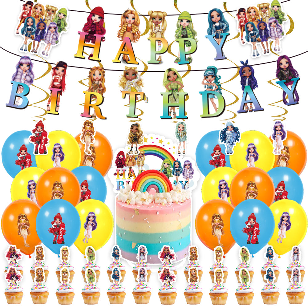 80 Rainbow H theme birthday  party decorations