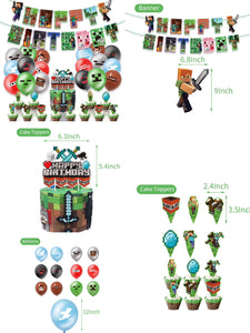 33 Mine•craft theme birthday  party decoration