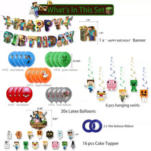 Load image into Gallery viewer, 33 Mine•craft theme birthday  party decoration

