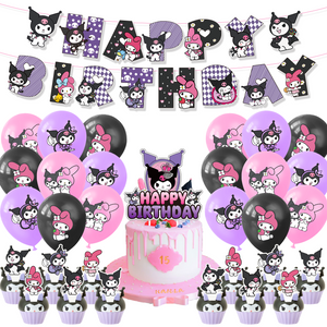 75 Kuromi theme birthday  party decoration