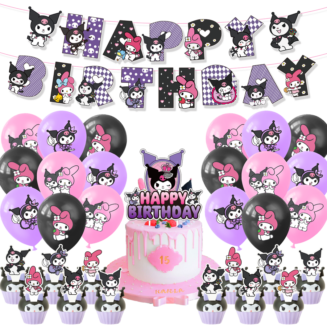 75 Kuromi theme birthday  party decoration