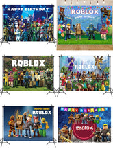 Load image into Gallery viewer, 13 Ro•blox Birthday party decorations background wall backdrops 3D printing tapestry post accessory
