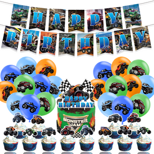 92 Monster Trucks theme birthday  party decoration