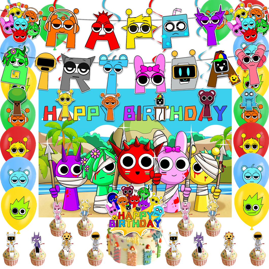 99 Sprun•ki theme birthday  party decoration