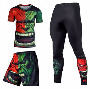 306 Fashion sport clothes tight training clothes 3D printing hulk gym gears