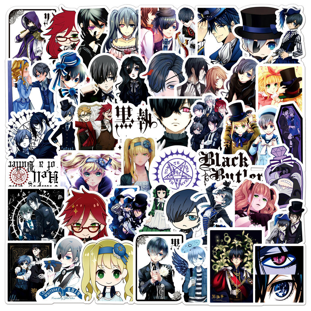 214 Anime Black B Stickers