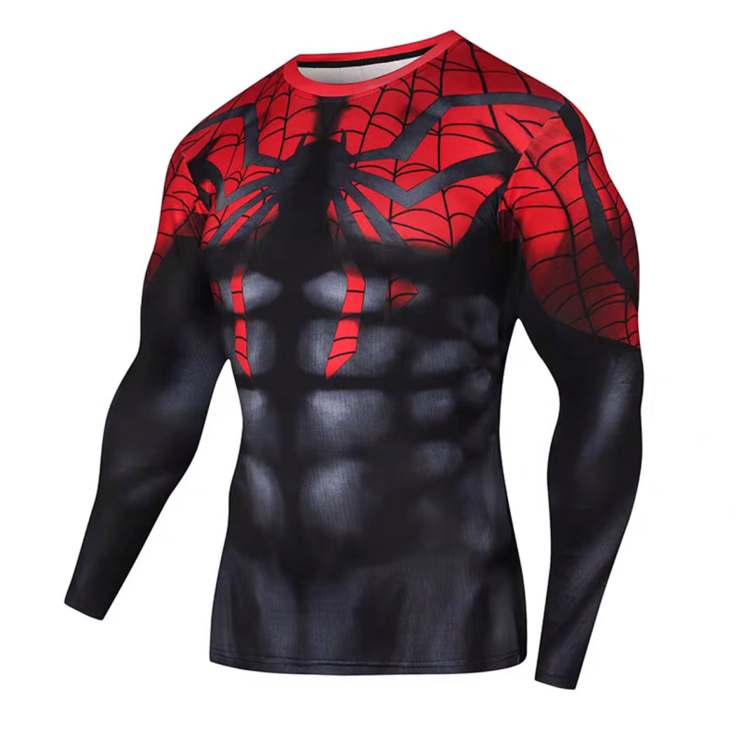 304 Fashion sport clothes tight training clothes 3D printing superhero red spider gym gears