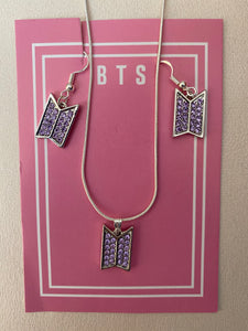 BTS necklace and earrings