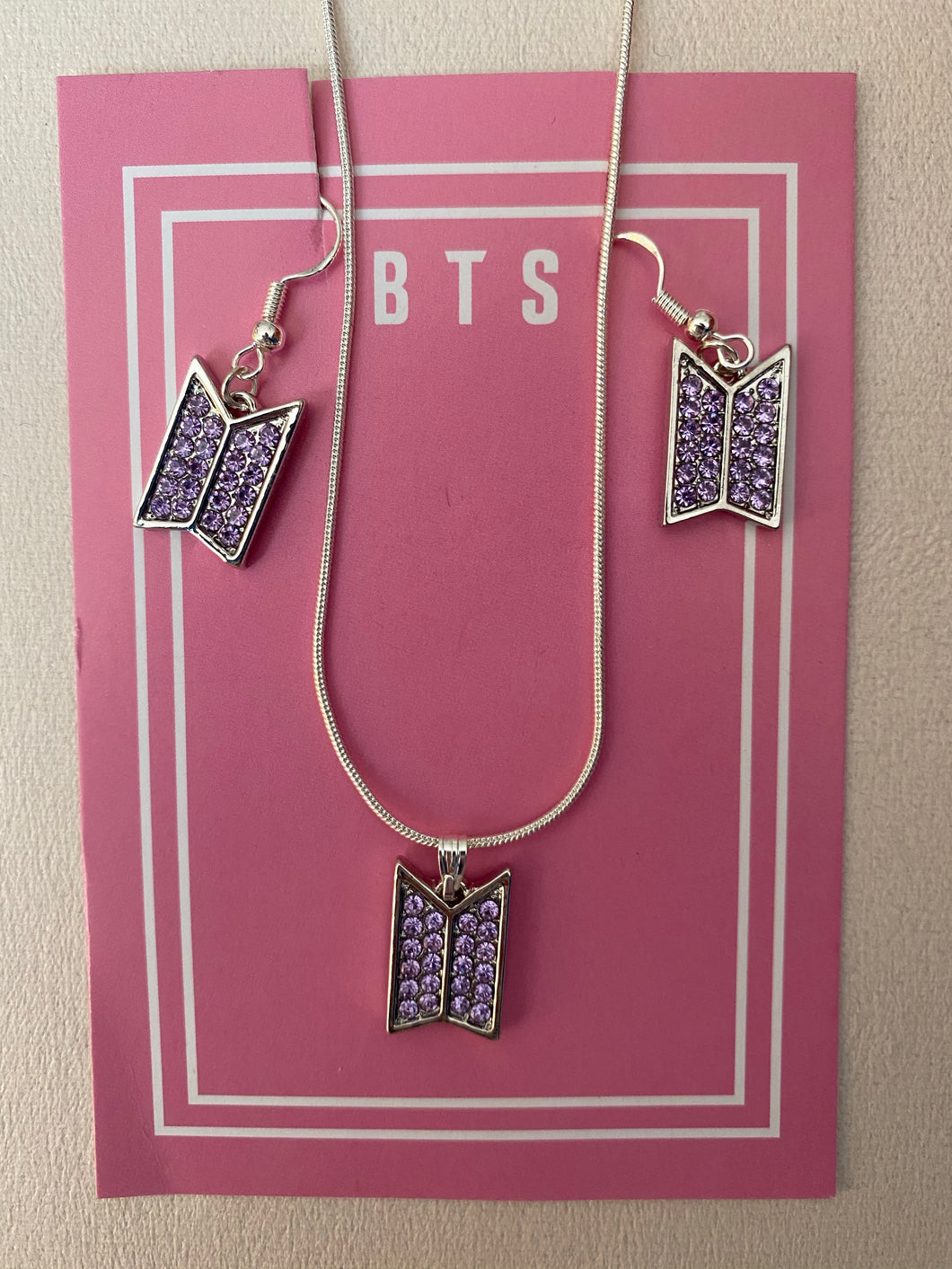BTS necklace and earrings
