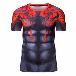 304 Fashion sport clothes tight training clothes 3D printing superhero red spider gym gears