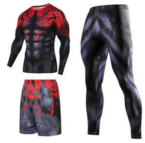 304 Fashion sport clothes tight training clothes 3D printing superhero red spider gym gears
